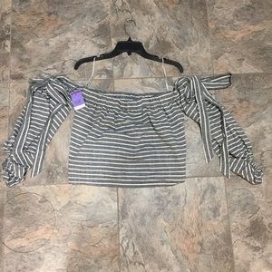 Off the Shoulder Striped Crop Top